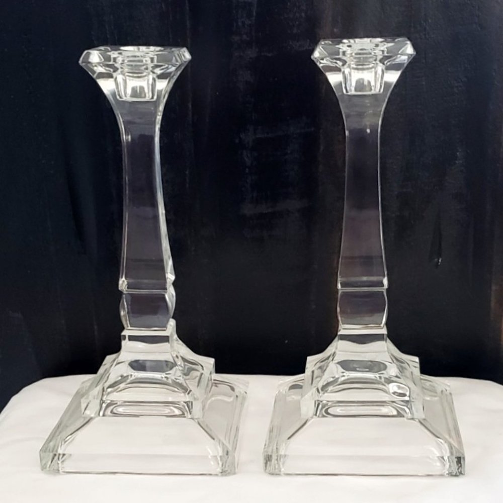NIB Toscany St George 8" Crystal Candlesticks